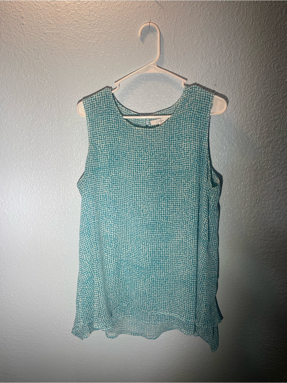 Fever Teal Micro-Print Sleeveless Tank